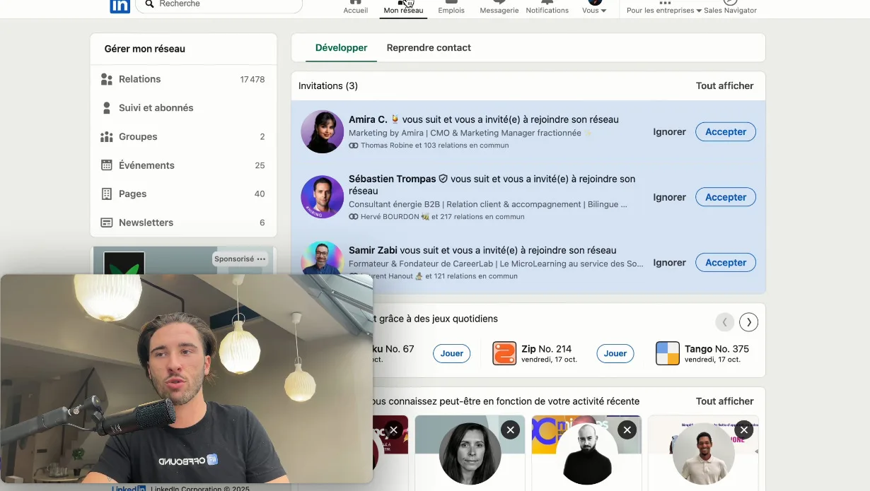 Nouvelles connexions et invitations LinkedIn