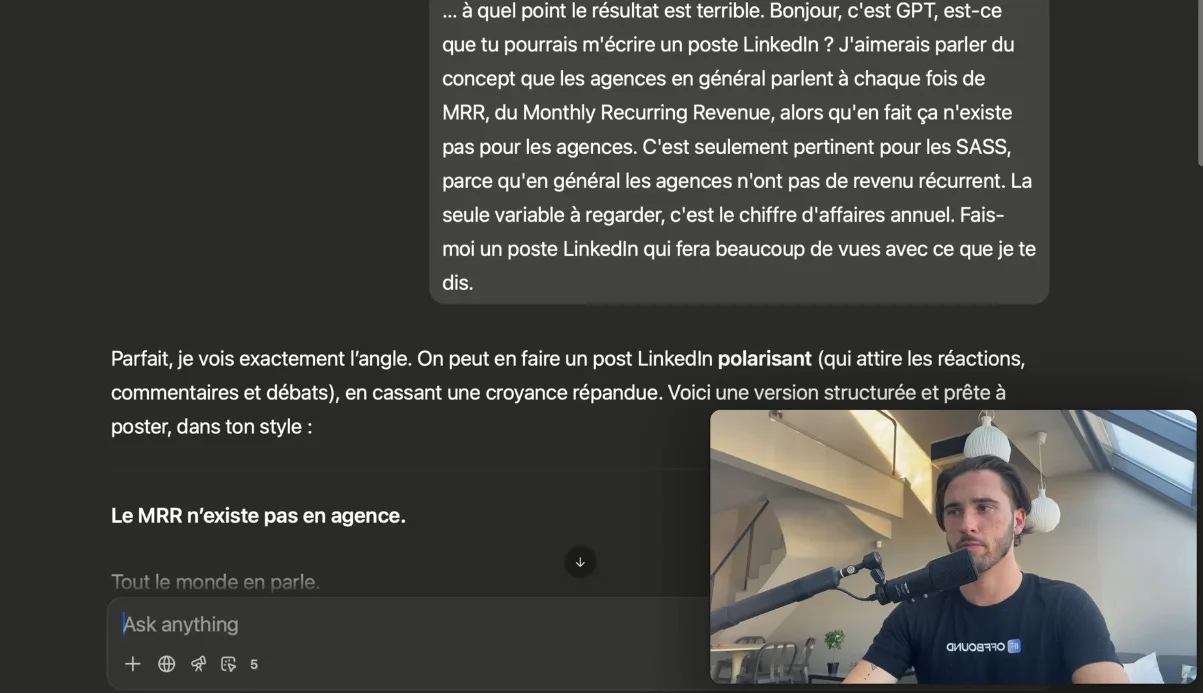 Exemple de prompt ChatGPT pour générer un post LinkedIn