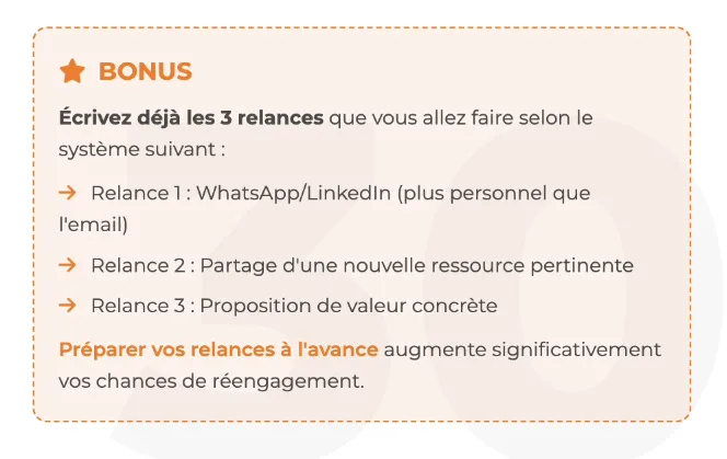 Bonus - Les 3 relances à préparer