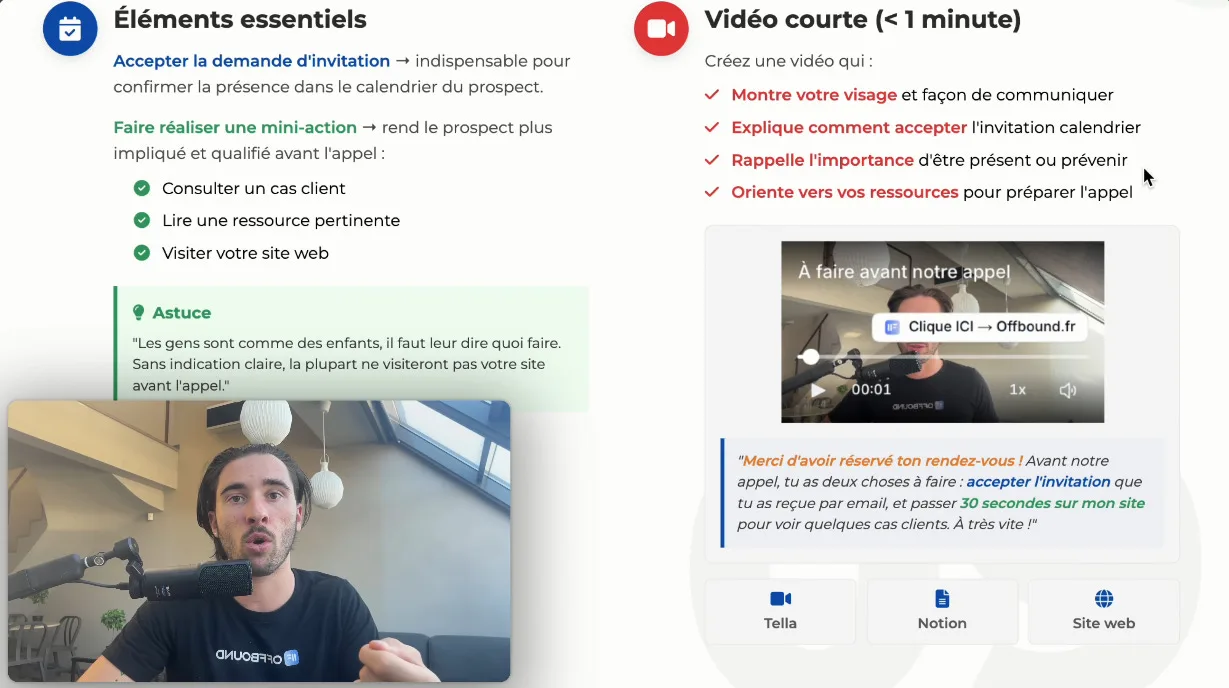 Éléments essentiels de la page de redirection et vidéo courte