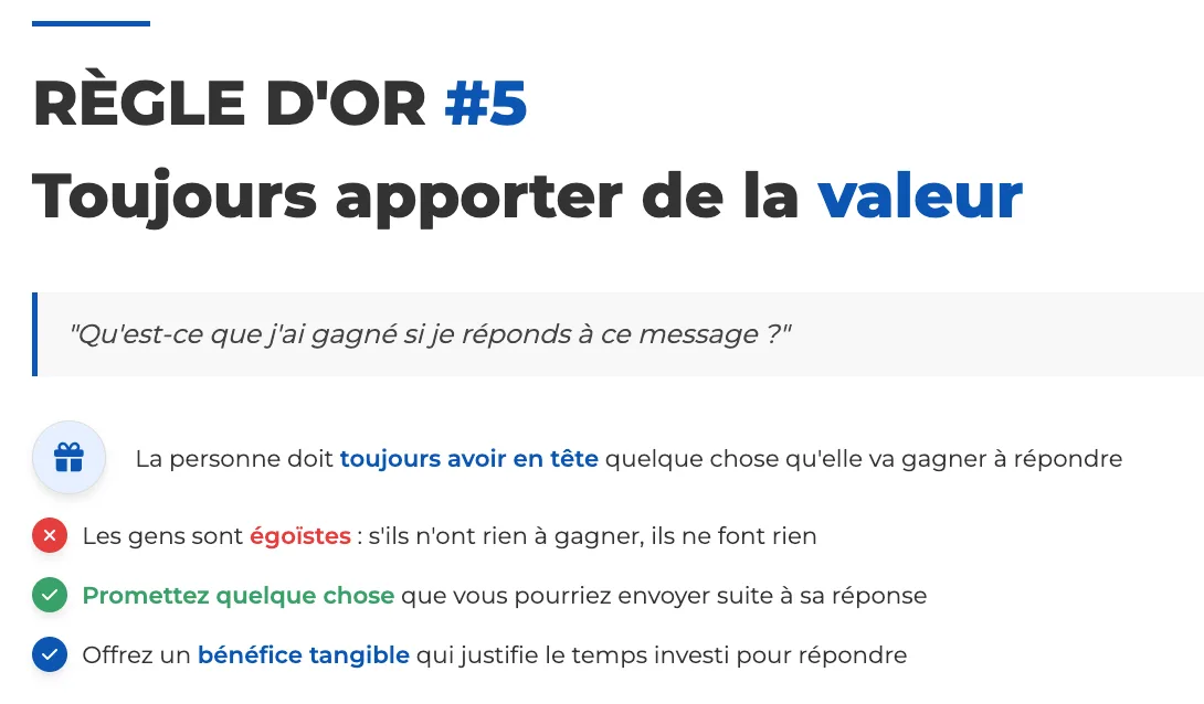 Règle #5 : Toujours apporter de la valeur