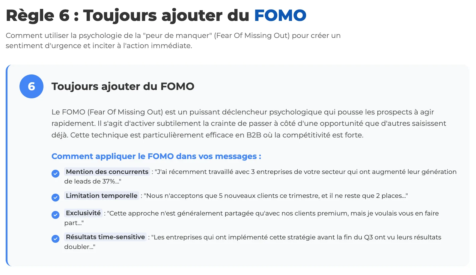 Règle #6 : Toujours ajouter du FOMO