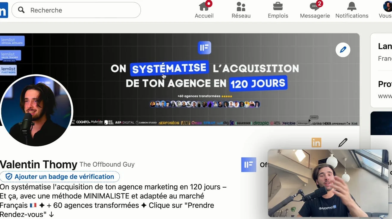 Exemple de profil LinkedIn optimisé - Valentin Thomy
