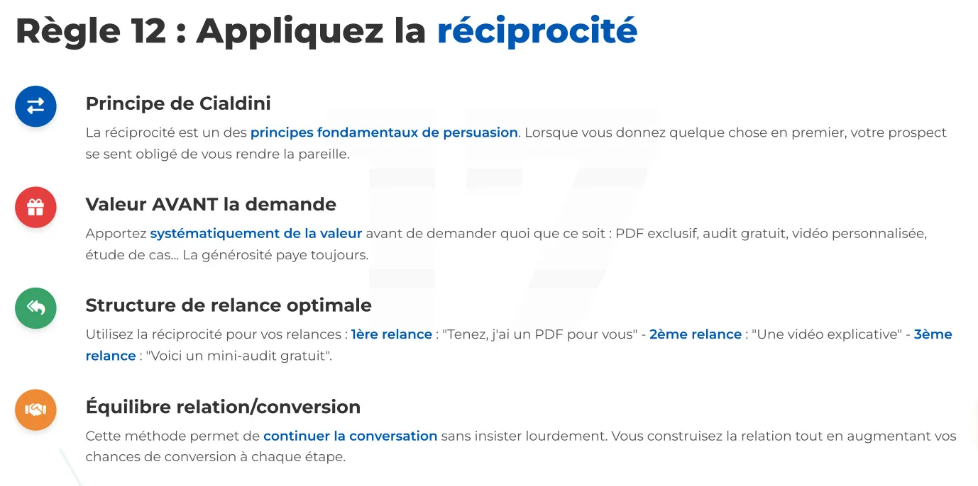 Règle 12 : Appliquez la réciprocité