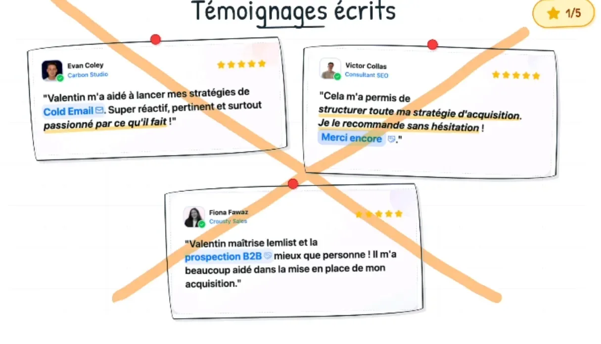 Niveau 1/5 — Témoignages écrits (le moins puissant)