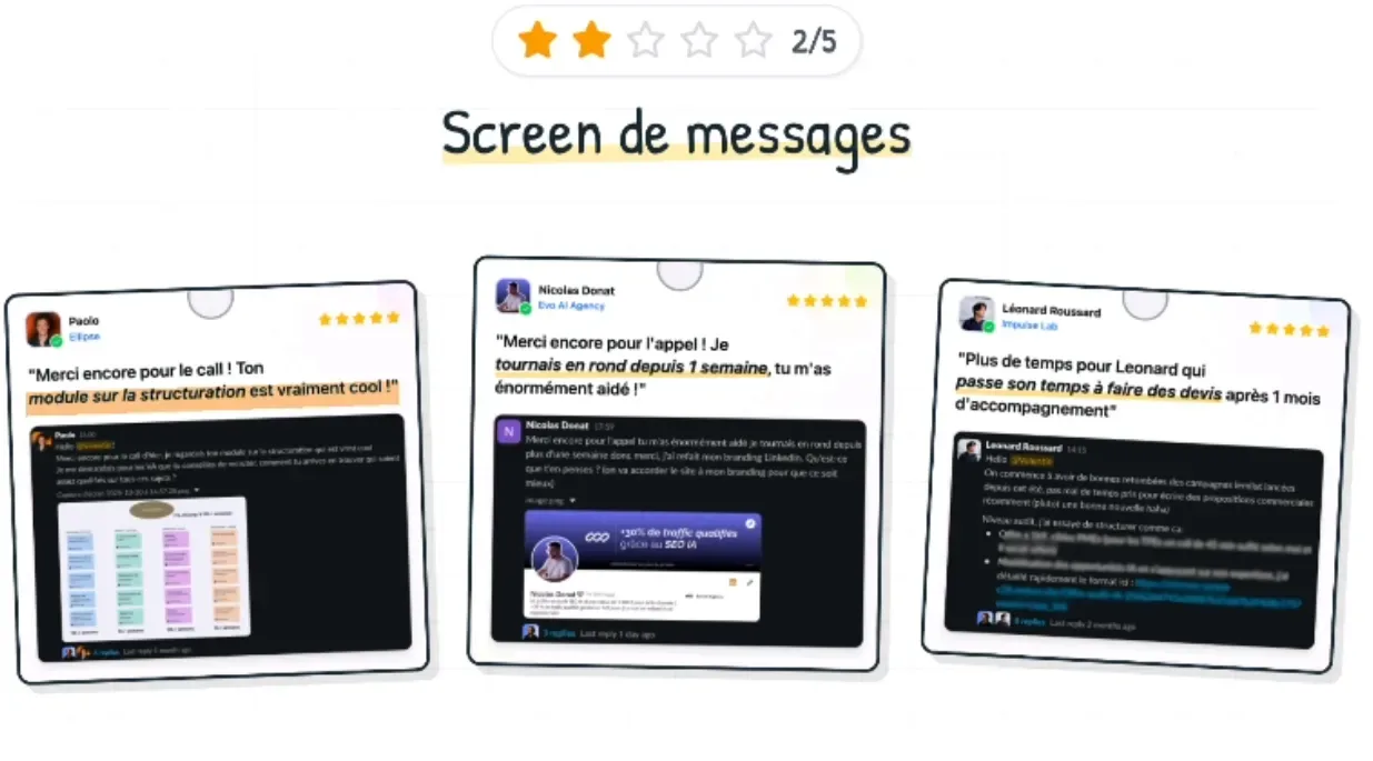 Niveau 2/5 — Screen de messages avec émotion à chaud