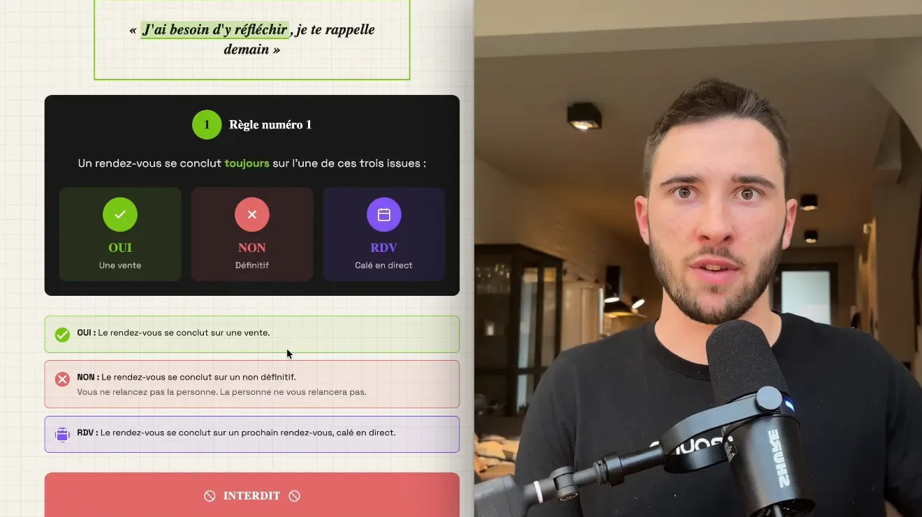 Règle 1 du closing : un rendez-vous se conclut par Oui, Non ou RDV
