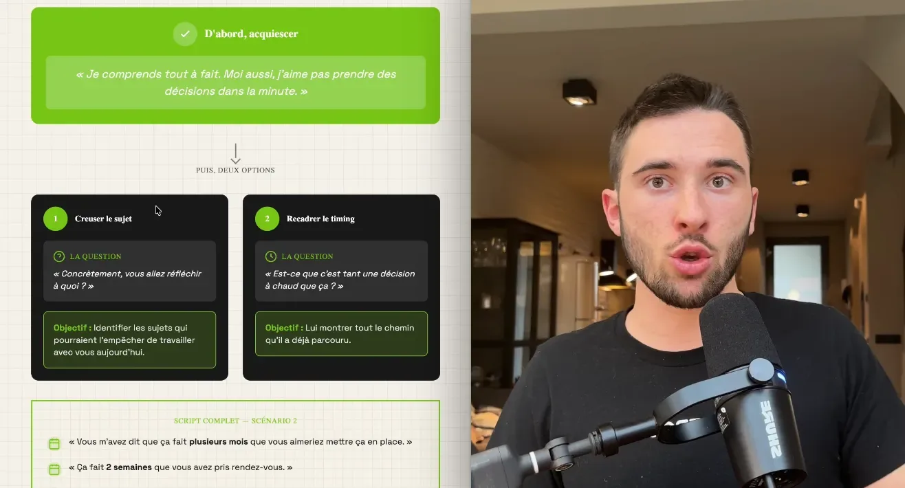 Acquiescer puis creuser le sujet ou recadrer le timing
