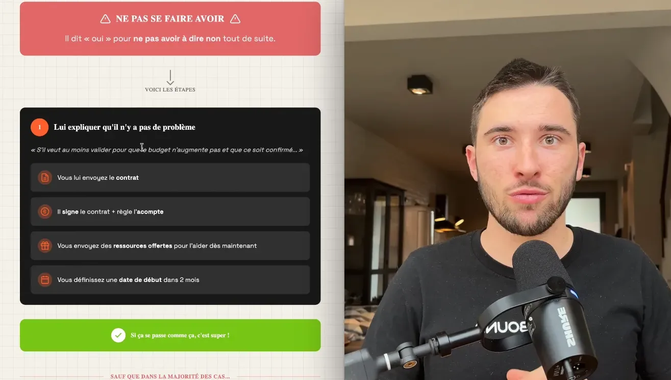 Cas N°3 : ne pas se faire avoir par le « on commence le mois prochain » — étapes de validation