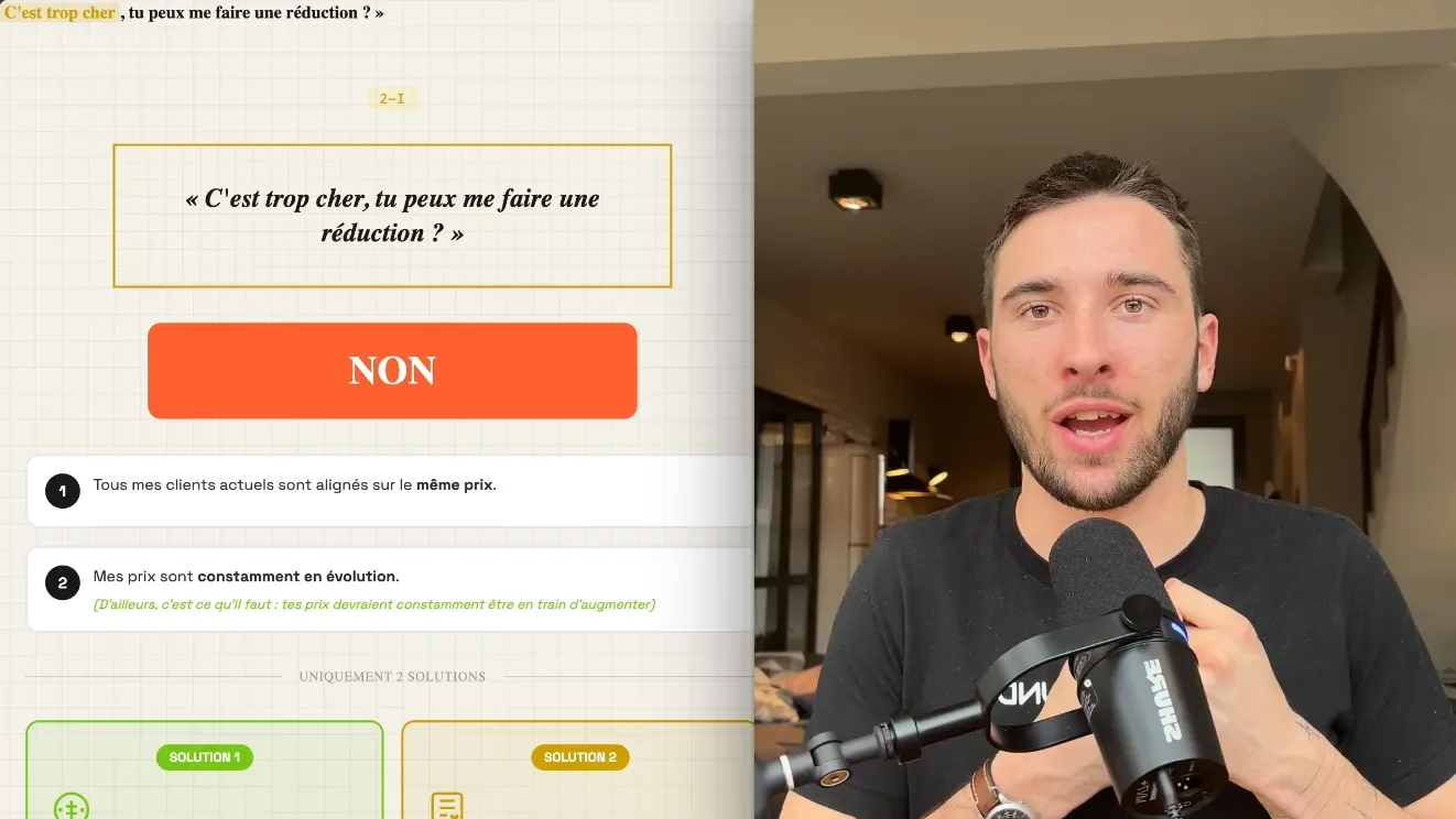 Cas N°5 : « tu peux me faire une réduction ? » — réponse NON, 2 solutions alternatives